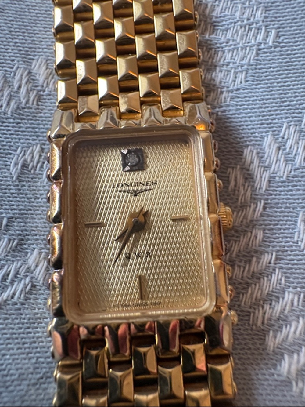 Longines- Vintage Gold-Plated Diamond accent - Women’s Rectangular Dress Watch
